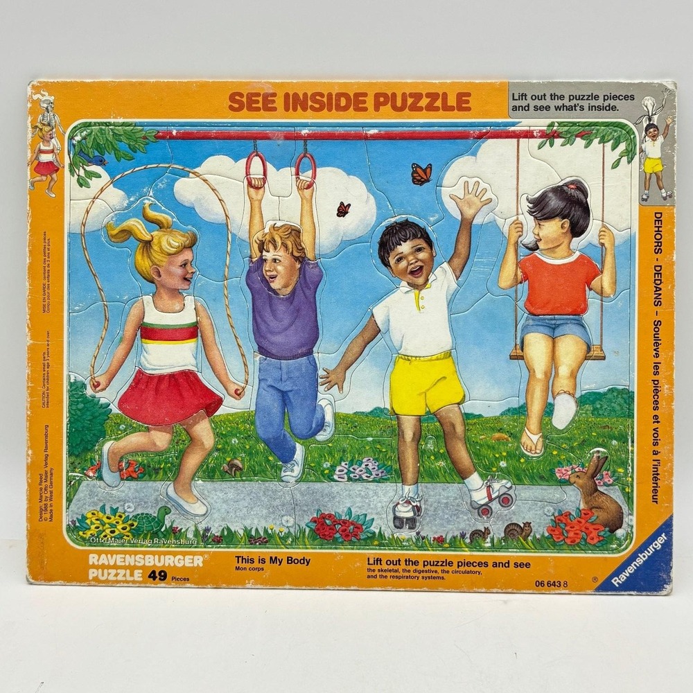 Vintage 1988 Ravensburger This Is My Body See Inside Puzzle 49 Pc Anatomy